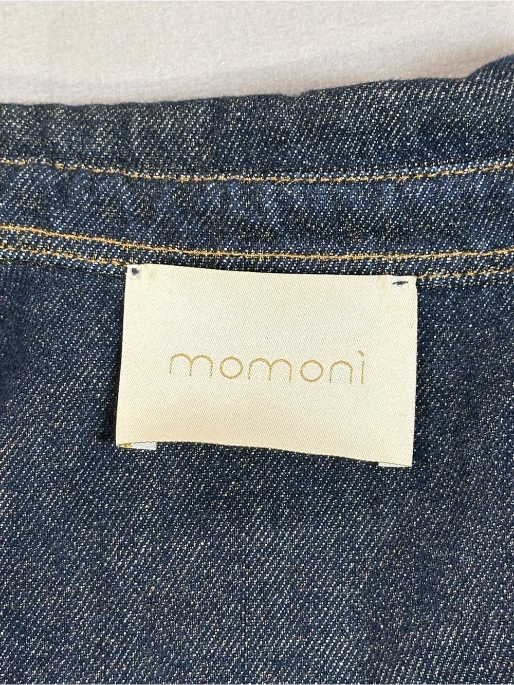 Momoni Aura Denim Laminé Shirt, Snap Front, Raw Hem - Women 42 US 12/14 - Picture 4 of 15